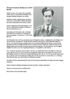A preview of a PDF biography for Redbourn, Derrick Redvers